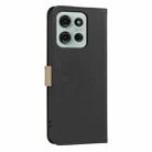 For Motorola Moto G75 5G Splicing Color Hollow Flower Pattern RFID Leather Phone Case(Black) - 3