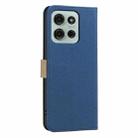 For Motorola Moto G75 5G Splicing Color Hollow Flower Pattern RFID Leather Phone Case(Dark Blue) - 3