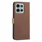 For Motorola Moto G75 5G Splicing Color Hollow Flower Pattern RFID Leather Phone Case(Brown) - 3