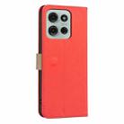 For Motorola Moto G75 5G Splicing Color Hollow Flower Pattern RFID Leather Phone Case(Red) - 3