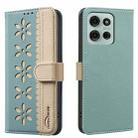 For Motorola Moto G75 5G Splicing Color Hollow Flower Pattern RFID Leather Phone Case(Green) - 1