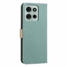 For Motorola Moto G75 5G Splicing Color Hollow Flower Pattern RFID Leather Phone Case(Green) - 3