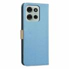 For Motorola Moto G75 5G Splicing Color Hollow Flower Pattern RFID Leather Phone Case(Baby Blue) - 3
