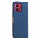 For Motorola Moto G84 Splicing Color Hollow Flower Pattern RFID Leather Phone Case(Dark Blue) - 3