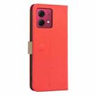 For Motorola Moto G84 Splicing Color Hollow Flower Pattern RFID Leather Phone Case(Red) - 3
