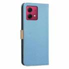 For Motorola Moto G84 Splicing Color Hollow Flower Pattern RFID Leather Phone Case(Baby Blue) - 3