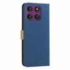 For Motorola Edge 60 Pro Splicing Color Hollow Flower Pattern RFID Leather Phone Case(Dark Blue) - 3