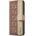 For Motorola Edge 60 Pro Splicing Color Hollow Flower Pattern RFID Leather Phone Case(Brown) - 2