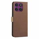 For Motorola Edge 60 Pro Splicing Color Hollow Flower Pattern RFID Leather Phone Case(Brown) - 3