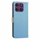 For Motorola Edge 60 Pro Splicing Color Hollow Flower Pattern RFID Leather Phone Case(Baby Blue) - 3