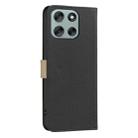 For Motorola Moto G56 5G Splicing Color Hollow Flower Pattern RFID Leather Phone Case(Black) - 3