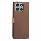 For Motorola Moto G56 5G Splicing Color Hollow Flower Pattern RFID Leather Phone Case(Brown) - 3