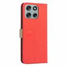 For Motorola Moto G56 5G Splicing Color Hollow Flower Pattern RFID Leather Phone Case(Red) - 3