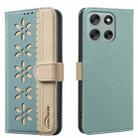For Motorola Moto G56 5G Splicing Color Hollow Flower Pattern RFID Leather Phone Case(Green) - 1