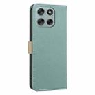 For Motorola Moto G56 5G Splicing Color Hollow Flower Pattern RFID Leather Phone Case(Green) - 3