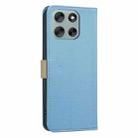 For Motorola Moto G56 5G Splicing Color Hollow Flower Pattern RFID Leather Phone Case(Baby Blue) - 3