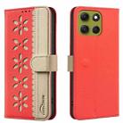 For Motorola Moto G86 5G Splicing Color Hollow Flower Pattern RFID Leather Phone Case(Red) - 1