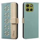 For Motorola Moto G86 5G Splicing Color Hollow Flower Pattern RFID Leather Phone Case(Green) - 1
