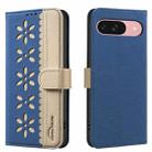 For Google Pixel 8 Pro Splicing Color Hollow Flower Pattern RFID Leather Phone Case(Dark Blue) - 1