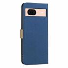 For Google Pixel 8A Splicing Color Hollow Flower Pattern RFID Leather Phone Case(Dark Blue) - 3