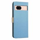 For Google Pixel 8A Splicing Color Hollow Flower Pattern RFID Leather Phone Case(Baby Blue) - 3