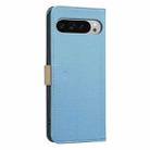 For Google Pixel 8 Splicing Color Hollow Flower Pattern RFID Leather Phone Case(Baby Blue) - 3