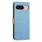 For Google Pixel 9 / 9 Pro Splicing Color Hollow Flower Pattern RFID Leather Phone Case(Baby Blue) - 3