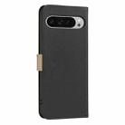 For Google Pixel 9 Pro XL Splicing Color Hollow Flower Pattern RFID Leather Phone Case(Black) - 3