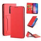 For Xiaomi Redmi 9 Strong Magnetism Shockproof Horizontal Flip Liquid Feel Leather Case with Holder & Card Slots & Wallet(Red) - 1