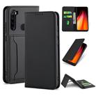 For Xiaomi Redmi Note 8 Strong Magnetism Shockproof Horizontal Flip Liquid Feel Leather Case with Holder & Card Slots & Wallet(Black) - 1