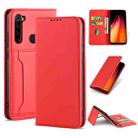 For Xiaomi Redmi Note 8 Strong Magnetism Shockproof Horizontal Flip Liquid Feel Leather Case with Holder & Card Slots & Wallet(Red) - 1