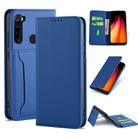 For Xiaomi Redmi Note 8 Strong Magnetism Shockproof Horizontal Flip Liquid Feel Leather Case with Holder & Card Slots & Wallet(Blue) - 1