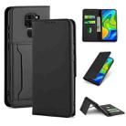 For Xiaomi Redmi Note 9 Strong Magnetism Shockproof Horizontal Flip Liquid Feel Leather Case with Holder & Card Slots & Wallet(Black) - 1