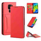 For Xiaomi Redmi Note 9 Strong Magnetism Shockproof Horizontal Flip Liquid Feel Leather Case with Holder & Card Slots & Wallet(Red) - 1