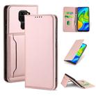 For Xiaomi Redmi Note 9 Strong Magnetism Shockproof Horizontal Flip Liquid Feel Leather Case with Holder & Card Slots & Wallet(Rose Gold) - 1