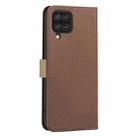 For Samsung Galaxy A12 Splicing Color Hollow Flower Pattern RFID Leather Phone Case(Brown) - 3