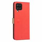 For Samsung Galaxy A22 4G Splicing Color Hollow Flower Pattern RFID Leather Phone Case(Red) - 3