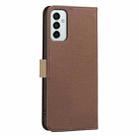 For Samsung Galaxy A23 / M23 / M13 4G Splicing Color Hollow Flower Pattern RFID Leather Phone Case(Brown) - 3