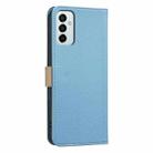 For Samsung Galaxy A23 / M23 / M13 4G Splicing Color Hollow Flower Pattern RFID Leather Phone Case(Baby Blue) - 3