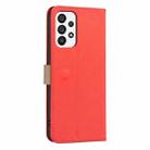 For Samsung Galaxy A33 5G Splicing Color Hollow Flower Pattern RFID Leather Phone Case(Red) - 3