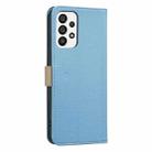 For Samsung Galaxy A33 5G Splicing Color Hollow Flower Pattern RFID Leather Phone Case(Baby Blue) - 3