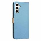 For Samsung Galaxy A36 5G / A56 5G Splicing Color Hollow Flower Pattern RFID Leather Phone Case(Baby Blue) - 3