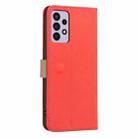 For Samsung Galaxy A72 Splicing Color Hollow Flower Pattern RFID Leather Phone Case(Red) - 3