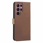 For Samsung Galaxy S21 Ultra 5G Splicing Color Hollow Flower Pattern RFID Leather Phone Case(Brown) - 3