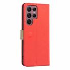 For Samsung Galaxy S21 Ultra 5G Splicing Color Hollow Flower Pattern RFID Leather Phone Case(Red) - 3
