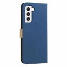 For Samsung Galaxy S22+ 5G Splicing Color Hollow Flower Pattern RFID Leather Phone Case(Dark Blue) - 3