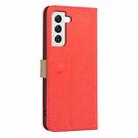 For Samsung Galaxy S22+ 5G Splicing Color Hollow Flower Pattern RFID Leather Phone Case(Red) - 3