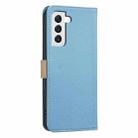 For Samsung Galaxy S22+ 5G Splicing Color Hollow Flower Pattern RFID Leather Phone Case(Baby Blue) - 3