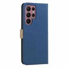 For Samsung Galaxy S22 Ultra 5G Splicing Color Hollow Flower Pattern RFID Leather Phone Case(Dark Blue) - 3
