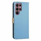 For Samsung Galaxy S22 Ultra 5G Splicing Color Hollow Flower Pattern RFID Leather Phone Case(Baby Blue) - 3